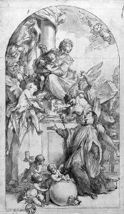 The Madonna and Child with Saint Luigi Gonzaga and angels by Antonio Balestra