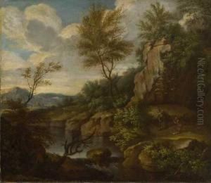 Felsenlandschaft Mit Eremit. by Joachim-Franz Beich