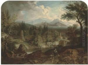 A River Landscape With The Flight Into Egypt by Joachim-Franz Beich