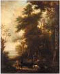 A Landscape With Figures And Cattle, A Seascape Beyond