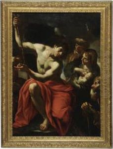 Saint John The Baptist Preaching In The Desert by Giovan Battista Beinaschi