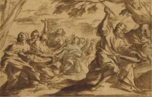Moise Frappant Le Rocher by Giovan Battista Beinaschi