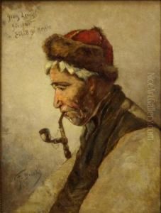 Profilbildnis Eines Mannes Mit Pfeife by Fritz Beinke