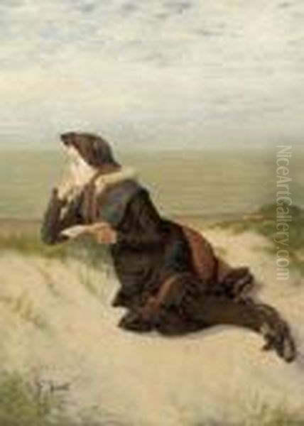 Girl Reading On The Dunes - view 1