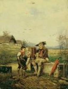 Neugierige Schulbuben. by Fritz Beinke