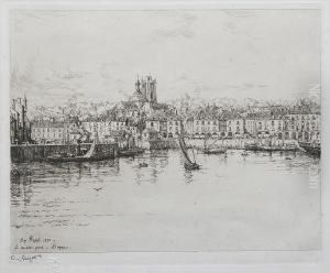 L'ile De La Cite Et Le Pont Neuf - Paris; L'avant Port Dieppe; River Scene by Eugene Bejot
