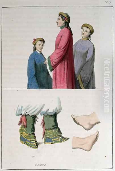 The feet of Chinese women, illustration from 'Le Costume Ancien et Moderne' 1819 - view 1