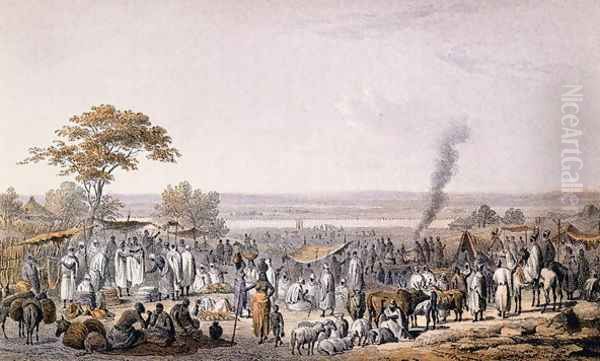 The Market in Sokoto in 1853, from 'Travels and Discoveries in North and Central Africa' by Heinrich Barth - view 1