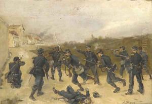French soldiers storming a town by Albert Bligny