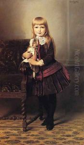Portrait of a Young Girl Holding a Doll by Emil Brack