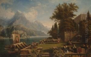 Figures Dancing Near An Italian Lake.