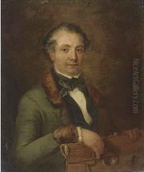 Portrait of a gentleman, traditionally identified as a member of the Holden family, half-length, holding an unframed canvas and quizzing glass - view 1