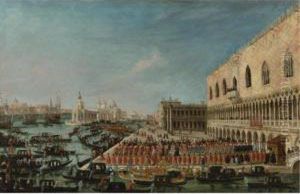 A View Of The Molo, Venice,
Looking West With A Procession Of Ambassadors And Attendants Entering
The Palazzo Ducale A View Of The Molo, Venice,
Looking West With A Procession Of Ambassadors And Attendants Entering
The Palazzo Ducale