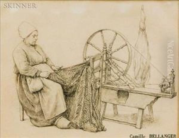Woman At Spinning Wheel - view 1