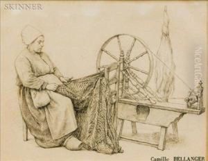 Woman At Spinning Wheel by Camille Felix Bellanger