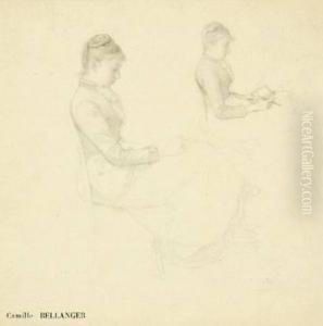 Studies Of A Woman Reading by Camille Felix Bellanger