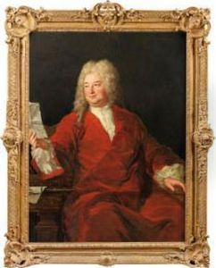 Portrait D'homme Assis En Manteau Rouge Tenant Une Lettre