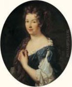 Portrait De Femme A La Robe Bleue by Alexis-Simon Belle
