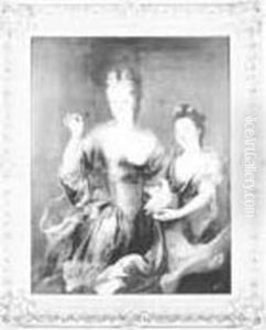 Portrait De Mademoiselle De
Presteseille-adnet Et De Sa Soeur Cadette, Fille D'honneur De
Mademoiselle De Blois, Princesse De Conti, Fille Legitimee De Louis Xiv.
Huile Sur Toile by Alexis-Simon Belle
