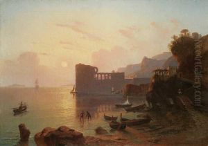 Palast Der Konigin Johanna Bei Neapel by Ferdinand Konrad Bellermann