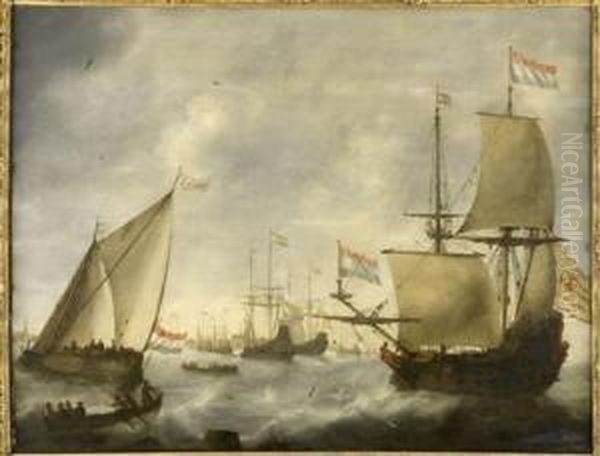 The Dutch Fleet Entering Harbour In Choppy Seas - view 1