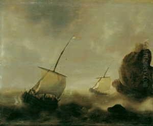 Seesturm An Felsiger Kuste. Ol
Auf Holz. H 45; B 54,5 Cm. Ein Vergleichbares Gemalde Befindet Sich Im
Herzog-anton-ulrich-museum In Braunschweig. - Bellevois Malte Seestucke
In Der Art Von J. Porcellis Und S. De Vlieger. W. Bernt Schreibt Uber
Ihn by Jacob Adriaensz. Bellevois