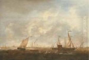 The Zeeland Fleet On The Merwede, Dordrecht In The Distance by Jacob Adriaensz. Bellevois
