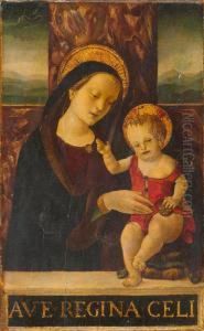 The Madonna Enthroned With The Infant Jesus Before A Landscape. by Giovanni Bellini