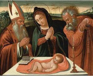 Holy Family With A Saint In A Landscape by Giovanni Bellini