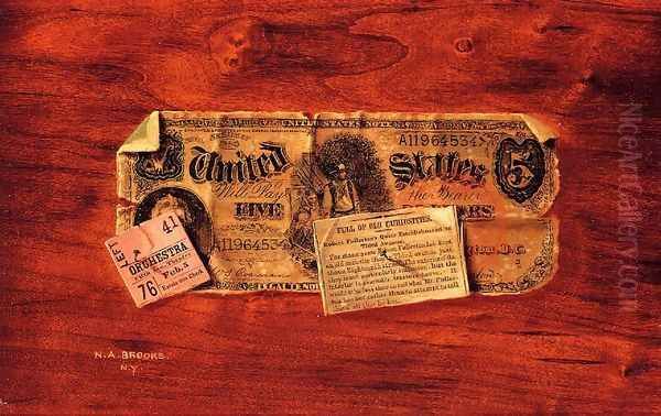 Still Life with $5 Bill, Ticket Stub and Newspaper Clipping - view 1