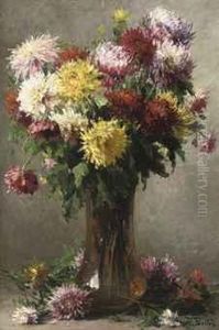 Chrysanthemums In A Glass Vase