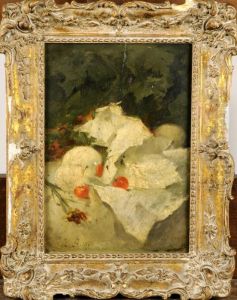Nature Morte Aux Cerises. by Hubert Bellis