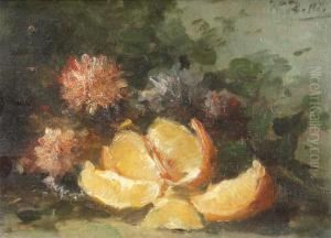 Still Life With Orange And Flowers
