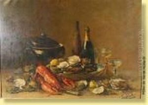 Nature Morte Aux Huitres, Homard Et Champagne