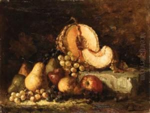 Still Life With Fruit On A Stone Ledge by Hubert Bellis