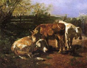 Group of Three Cows by Anton Braith