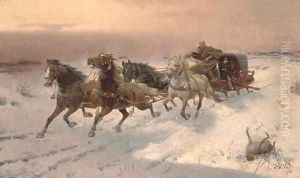 Running from the wolves by Adolf Baumgartner-Stoiloff