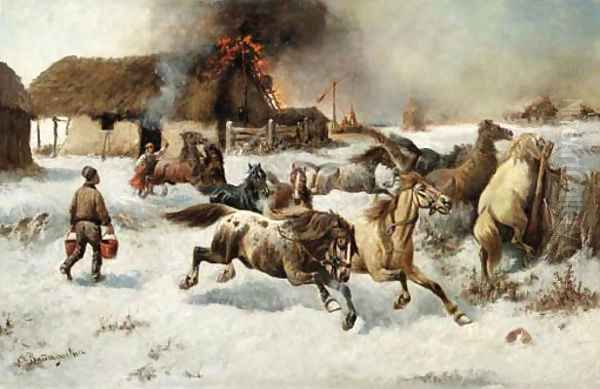 Fire on the farm - view 1