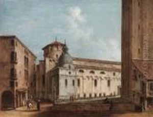 Scorcio Del Duomo Di Treviso Da Via Cornarotta Verso Il Campanile by Bernardo Bellotto