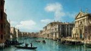 The Grand Canal At The Church Of San Stae, Venice by Bernardo Bellotto