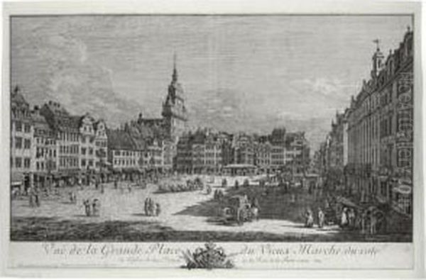 Vue De La Grande Place Du Vieux
Marche, Du Cote De L'eglise De La Ste Croix Et La Rue De La Porte Neuve
(de Vesme 17; Kozakiewicx 175) - view 1