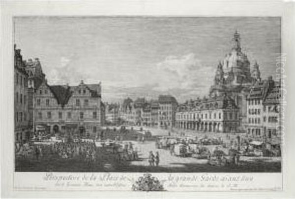 Perspective De La Place De La
Grande Garde, Aiant D'un Cote Le Gewandz-haus, D'un Autre L'eglise Notre
Dame (de V. 15; K. 172) - view 1