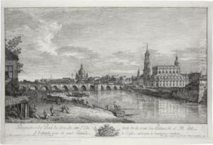 Perspective Du Pont De Dresde 
Sur L'elbe, Tiree De La Veue Du Palais De S. M., Dites D'hollande (de V.
 12; K. 150)