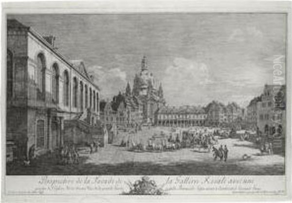 Perspective De La Facade De La Gallerie Roiale Avec Une Partie De L'eglise - view 1