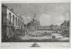 Perspective De La Facade De La Gallerie Roiale Avec Une Partie De L'eglise