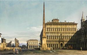 Rome, A View Of The Piazza Di
San Giovanni In Laterano Looking East, With The Scala Santa Beyond by Bernardo Bellotto