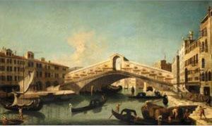 Venice, A View Of The Rialto Bridge by Bernardo Bellotto