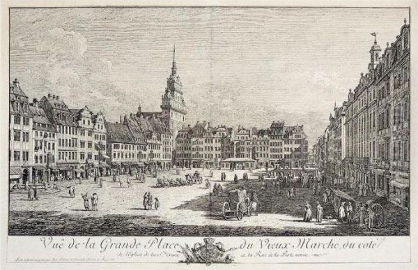 La Place Du Vieux Marche Et L'eglise De La Sainte Croix A Dresde (de Vesme 17) - view 1