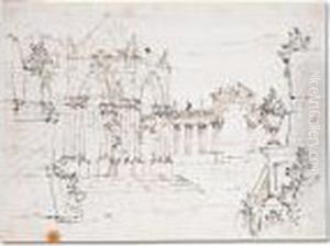 Architectural Capriccio With Porticos by Bernardo Bellotto