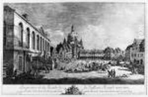 Perspective De La Faade De La 
Gallerie Roale Avec Une Partie Del'eglise Ntre Dame Vue De La Grande 
Garde Et De La Pirnaischegasse, Aant De L'autre Ct Le Gewand Haus